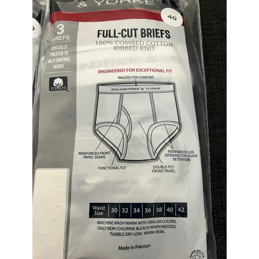 Roundtree & Yorke Mens Underwear Bundle 5pk Boxer Briefs Full Cut Briefs Size 40